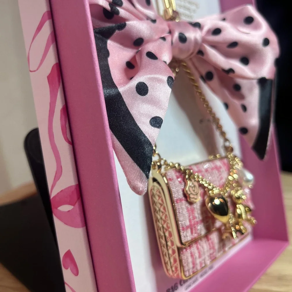 Piper K Pink Polka Dot Bow Chanel Purse Charm Bag Charm Keychain